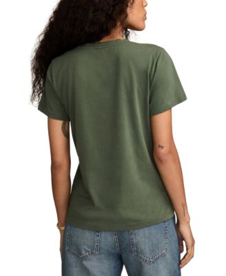 Women's Embroidery Lotus Classic Cotton T-Shirt 