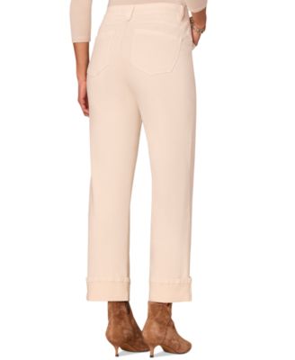 Petite "Ab"solution Embroidered High-Rise Round Up Boyfriend Jeans