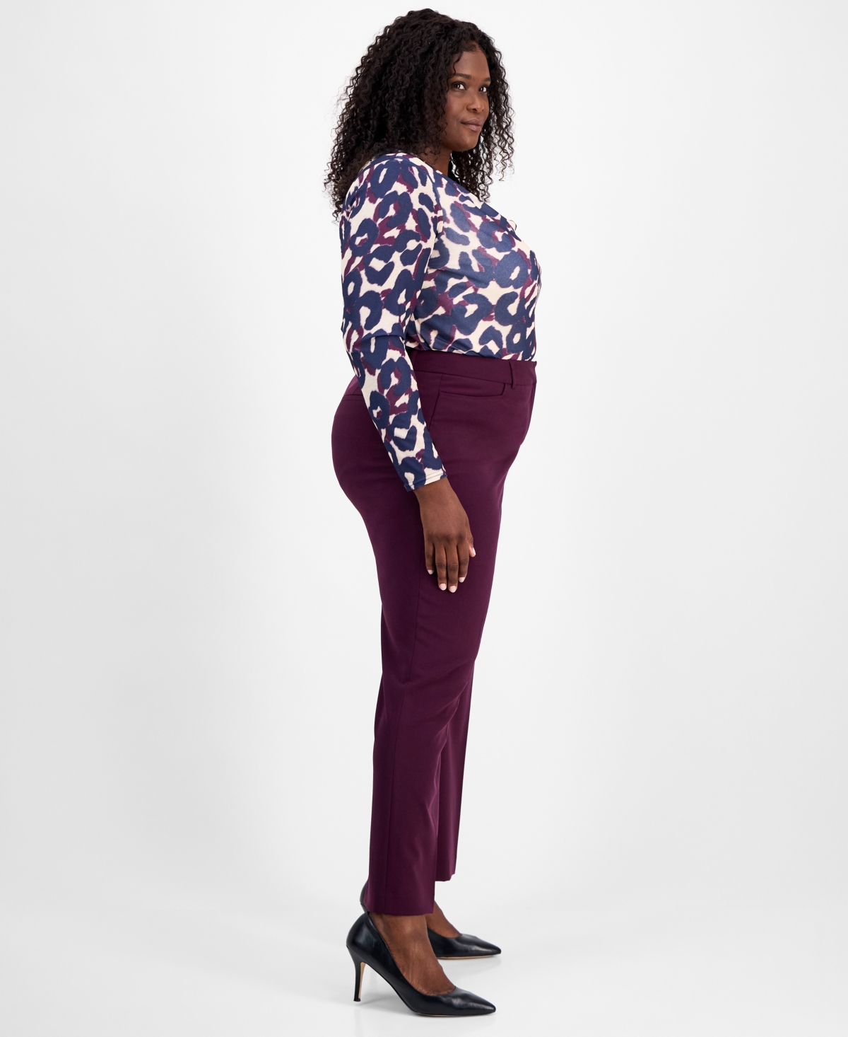 Tahari Asl Plus Size Flare-leg Pants In Purple