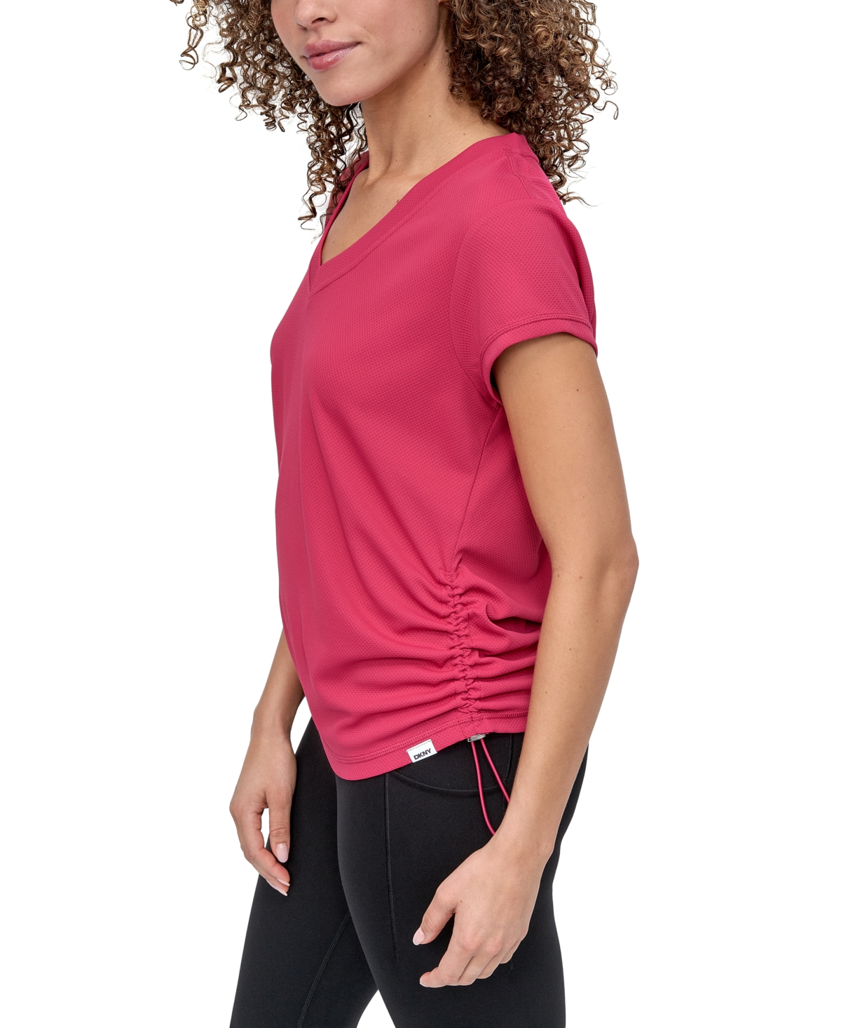 Dkny Side Ruched Tech T-shirt In Pink