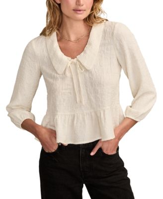 Lucky Brand - Women's Crinkled Peter Pan Collar Blouse