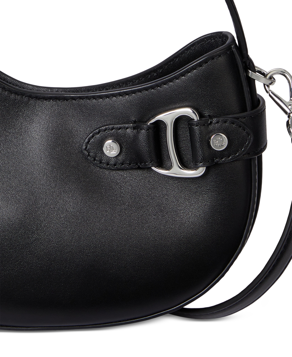 Ralph Lauren Leather Mini Tasha Crossbody Bag In Black
