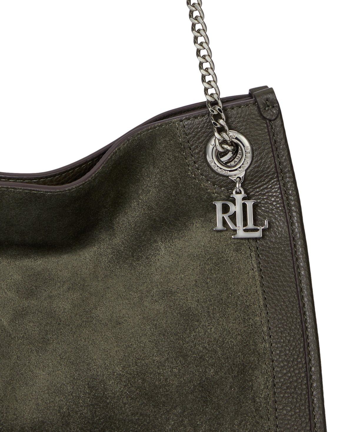 Ralph Lauren Suede & Leather Small Bradley Tote Bag In Green