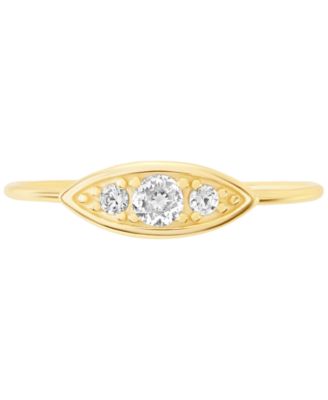 Cubic Zirconia Trio Accent Ring in 18k Gold-Plated Sterling Silver