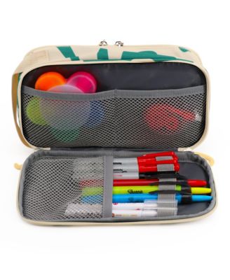 Doodle Pencil Case with Organizational Pockets and Handle Strap
