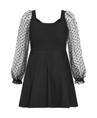 Plus Size Asher Spot Sleeve Skater Dress