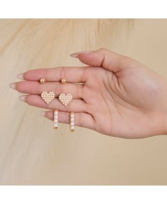 Pearl Stud Earring Set of 3