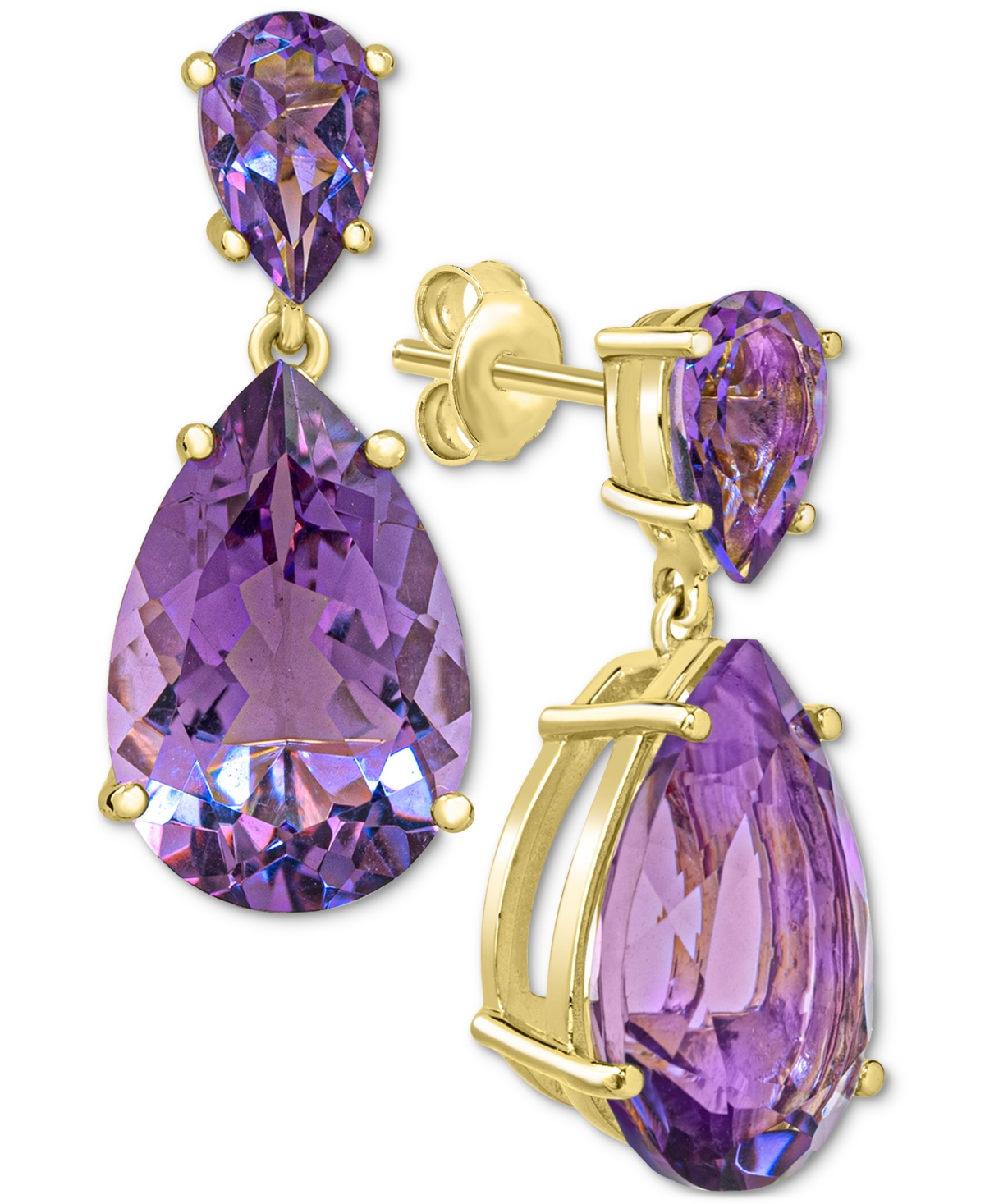 Macy's Women's Drop Earrings In Sterling Silver In Purple