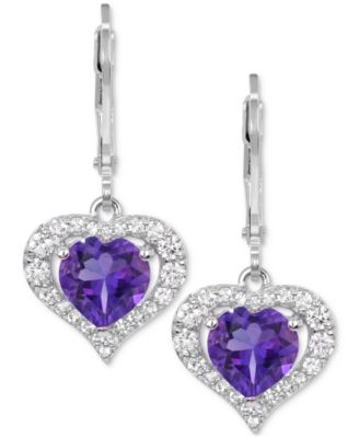 Lab-Grown Pink Sapphire (2-7/8 ct. t.w) and Lab-Grown White Sapphire Earrings in Sterling Silver