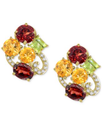 Lab-Grown Opal and Multi-Topaz Earrings in Sterling Silver