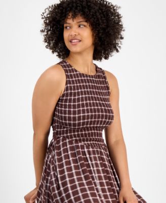 Women's Printed Smocked Sleeveless Midi Dress, Macy's Exclusive