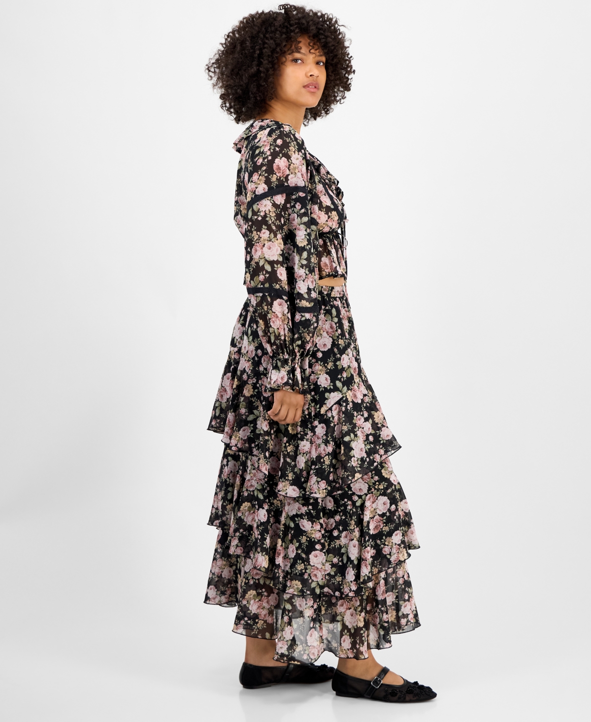 And Now This Women's Tiered Ruffle Midi Skirt, Macy's Exclusive In Multi
