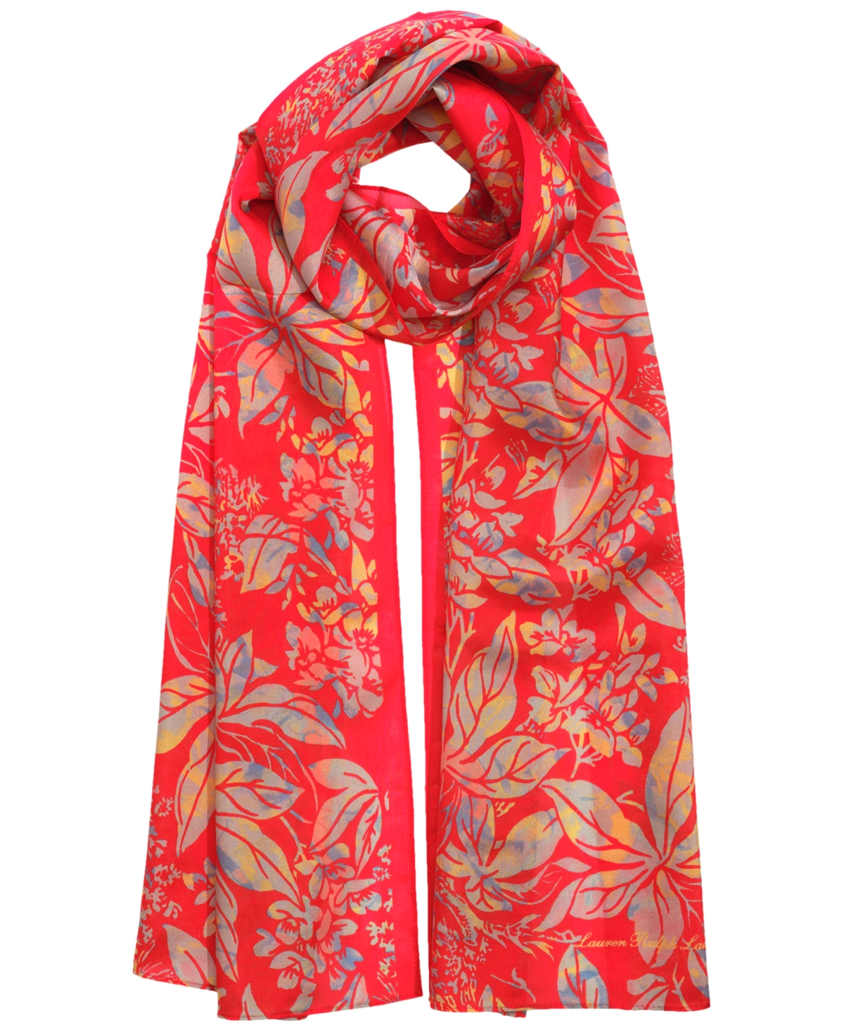 Floral Oblong Scarf - Vail orange