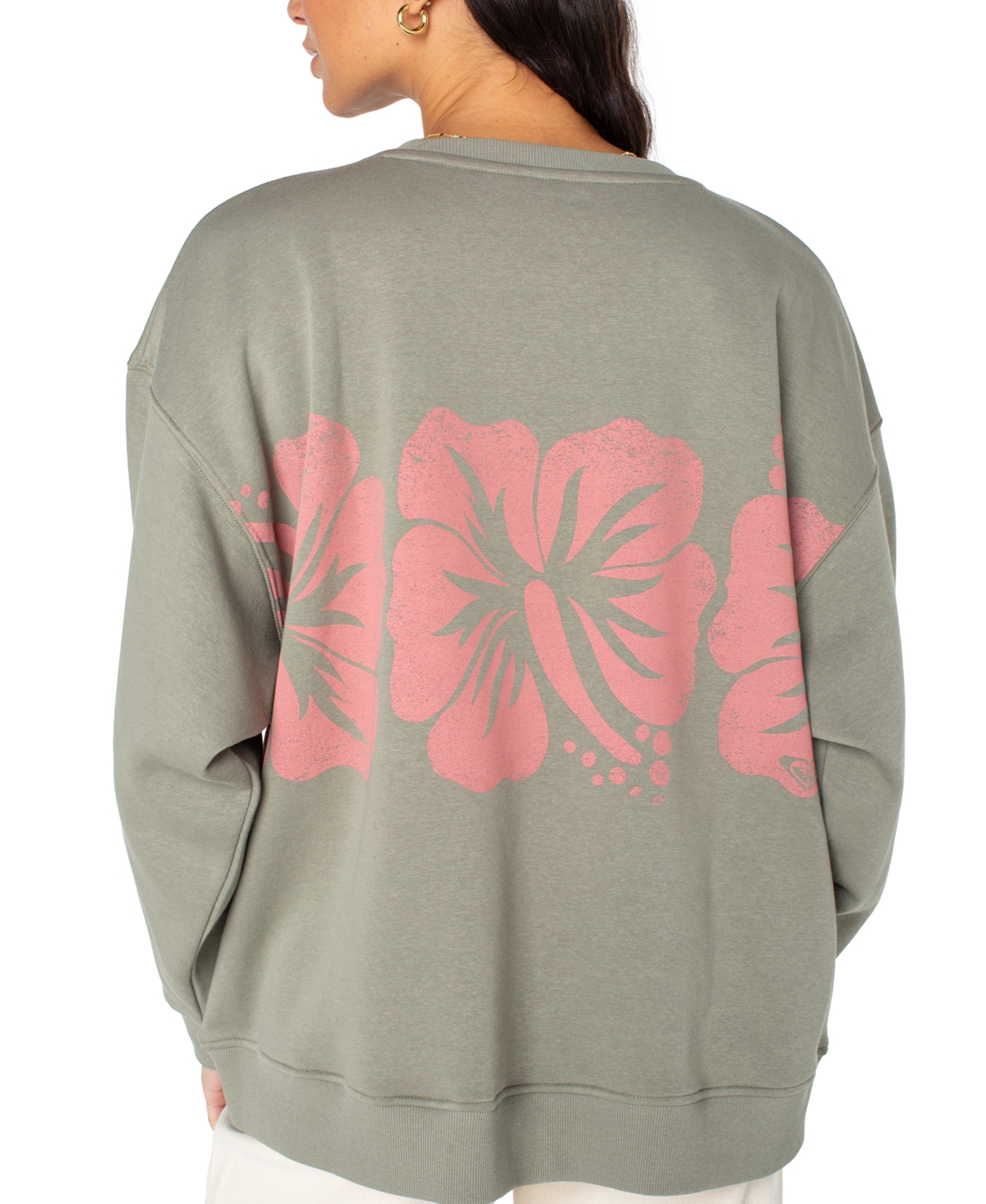 Roxy Juniors' Morning Hike Graphic Crewneck Sweatshirt In Green