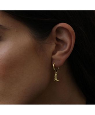 14K Gold-Plated Cowboy Boot Huggies, 0.5"