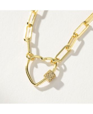 Rhodium-Plated Silver Locked Heart Necklace