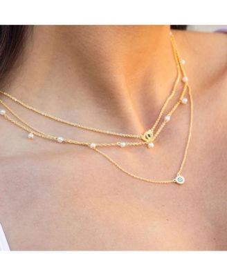 14k Gold-Plated Evil Eye Pav&eacute; Necklace, 16" + 2" extender