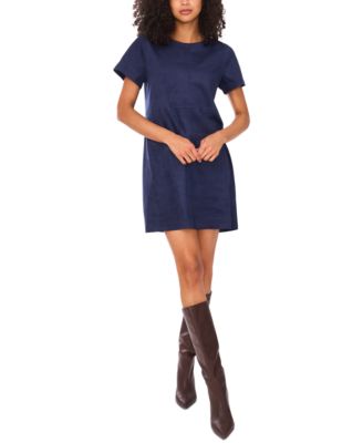 Women's Faux-Suede Seamed-Panel Shift Mini Dress