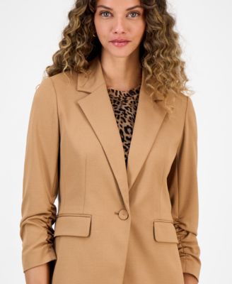 Women's Crepe One-Button Scrunched-Sleeve Jacket, Macy's Exclusive