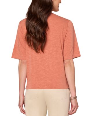 Petite Metallic Graphic Top