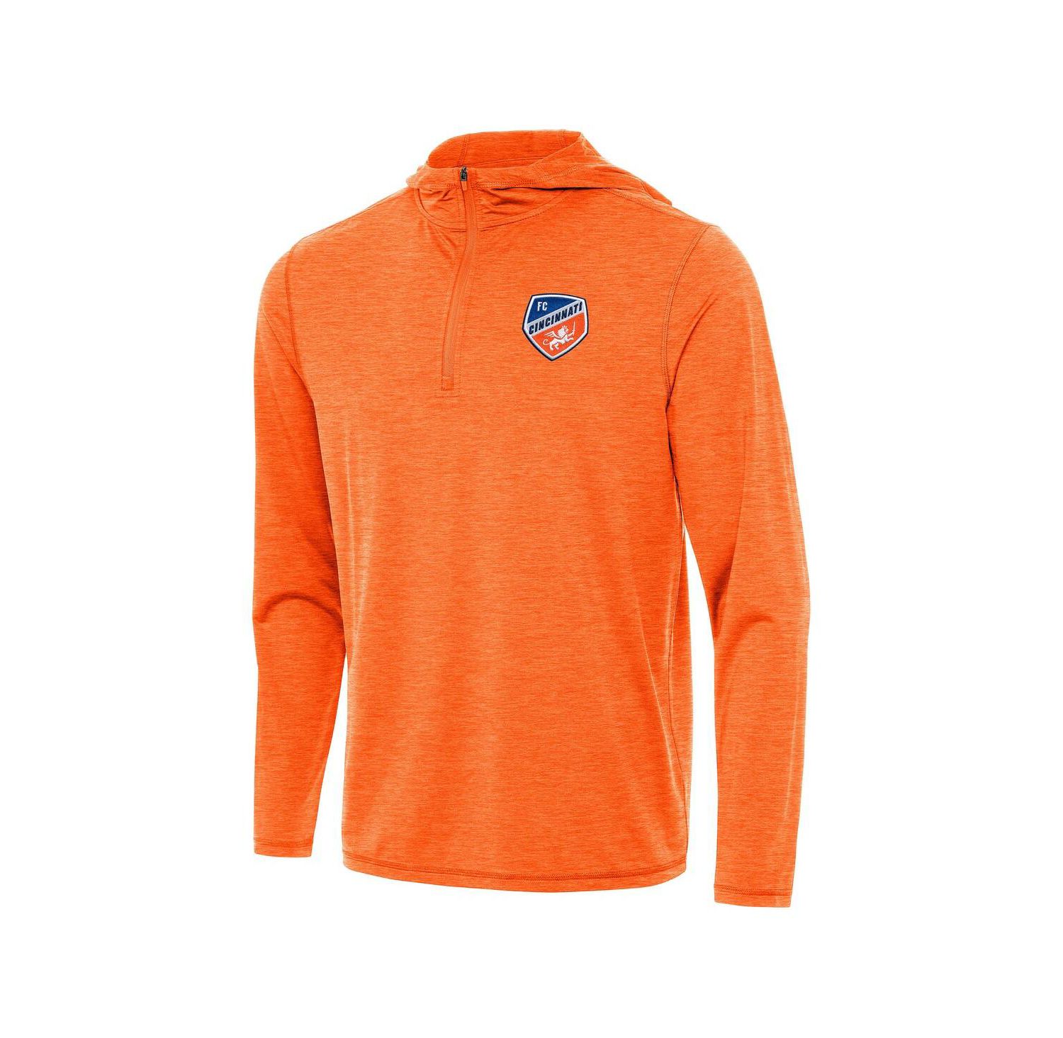 Men's Heather Orange FC Cincinnati Tidy Quarter-Zip Hoodie