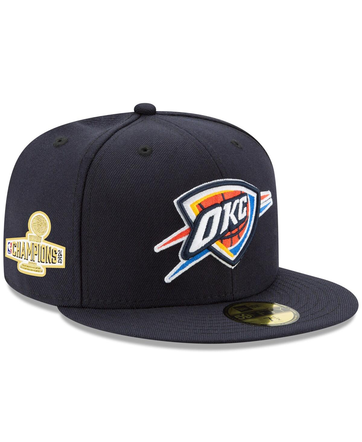 Men's Navy Oklahoma City Thunder 2025 Nba Finals Champions Side Patch 59FIFTY Fitted Hat - Navy