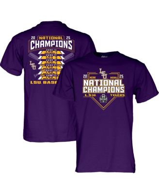 Blue 84 - Men's and Women's Purple LSU Tigers 2025 NCAA Baseball Men's College World Series Champions Schedule T-Shirt