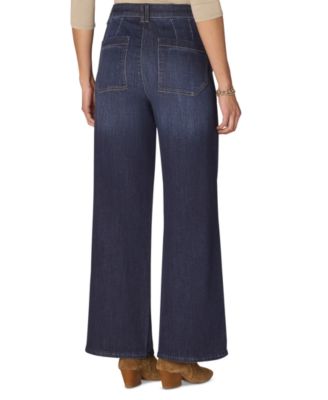 Petite "Ab"solution Skyrise Tulip-Hem Wide-Leg Jeans