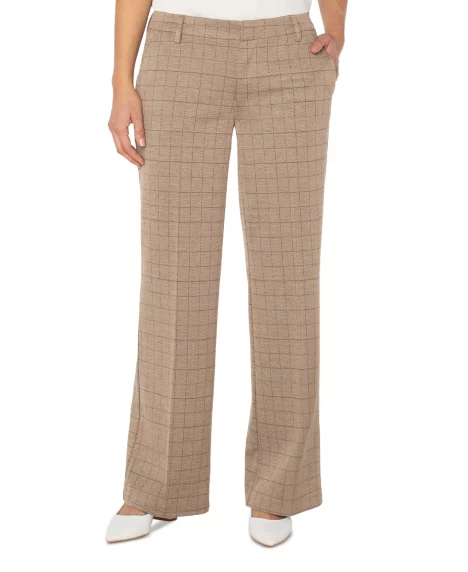 Petite Kelsey Check Wide-Leg Pants - Khkgrdchck