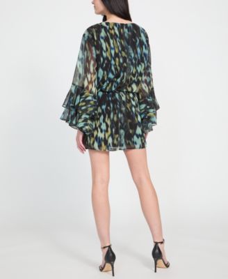 Women's Belted Chiffon A-Line Dress