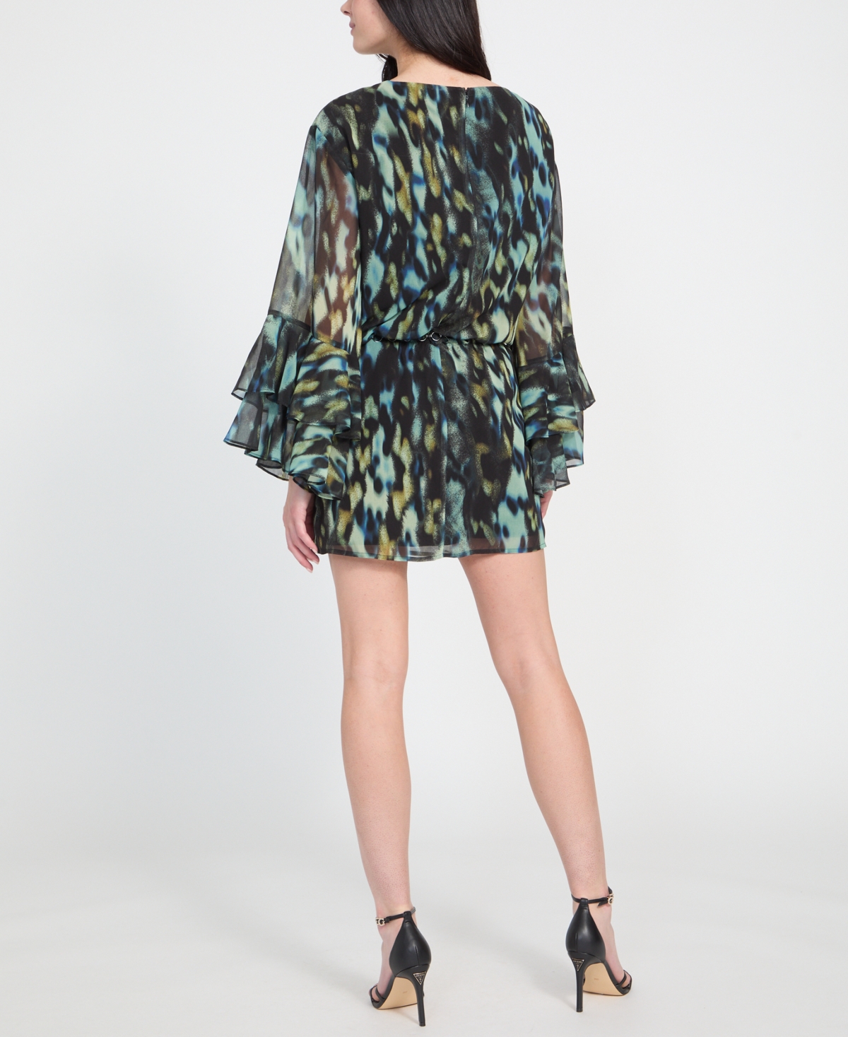 Guess Women's Belted Chiffon A-line Dress In Blue