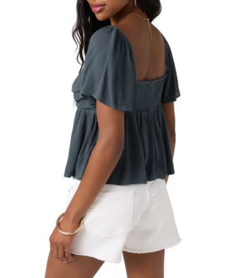 Juniors' Reema Sweetheart-Neck Empire-Seam Top