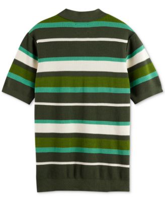 Men's Short Sleeve Striped Polo Shirt