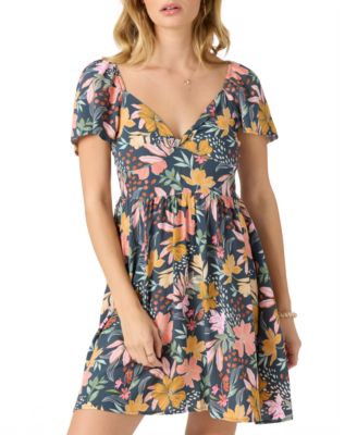 Juniors' Carina Floral-Print V-Neck Mini Dress