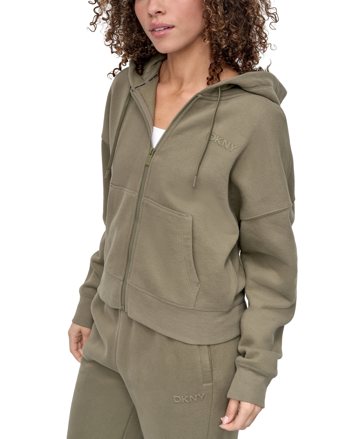 Dkny Women's Silicone Logo Full-zip Hoodie In Green
