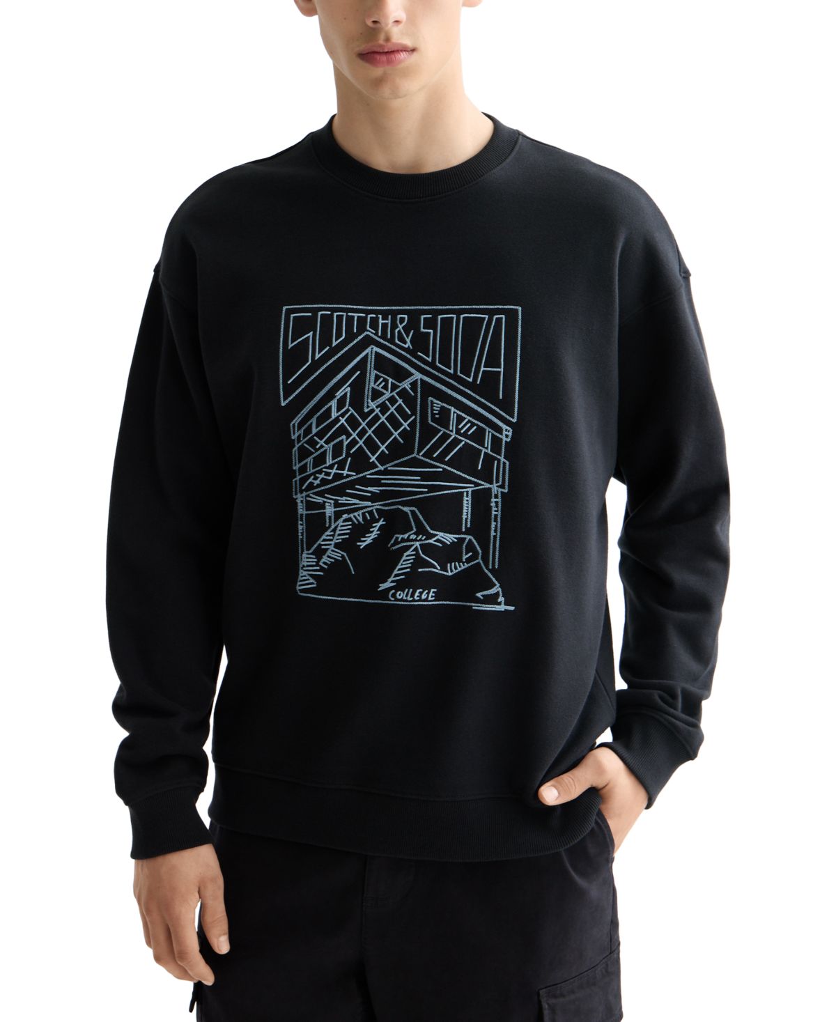 Мужская толстовка свободного кроя с длинным рукавом и графическим логотипом