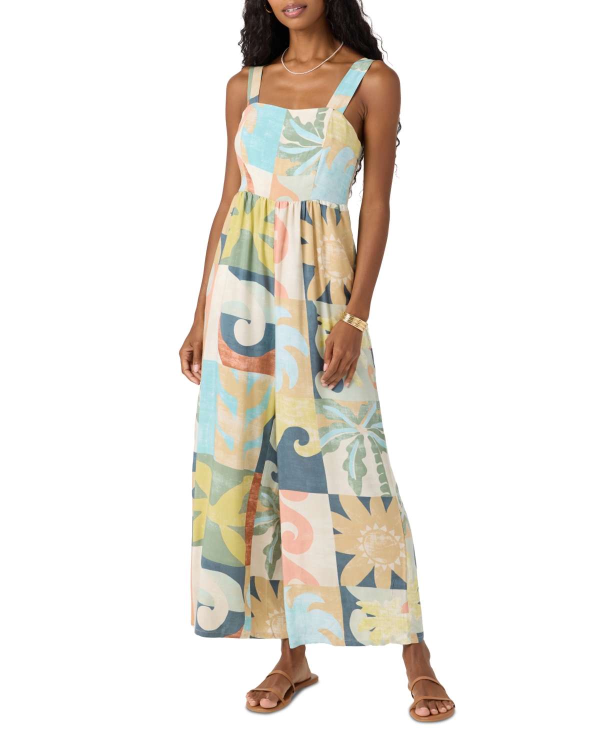 Juniors' Metzli Square-Neck Sleeveless Jumpsuit - Multi Color