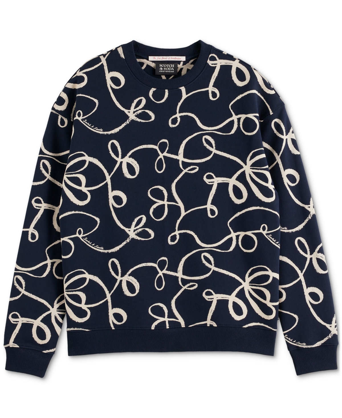 Scotch & Soda Print Cotton T-shirt In Blue