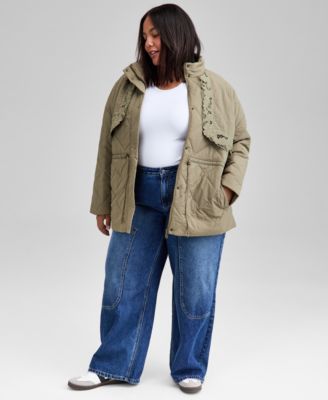 Trendy Plus Size Quilted Embroidered-Trim Jacket, Macy's Exclusive 