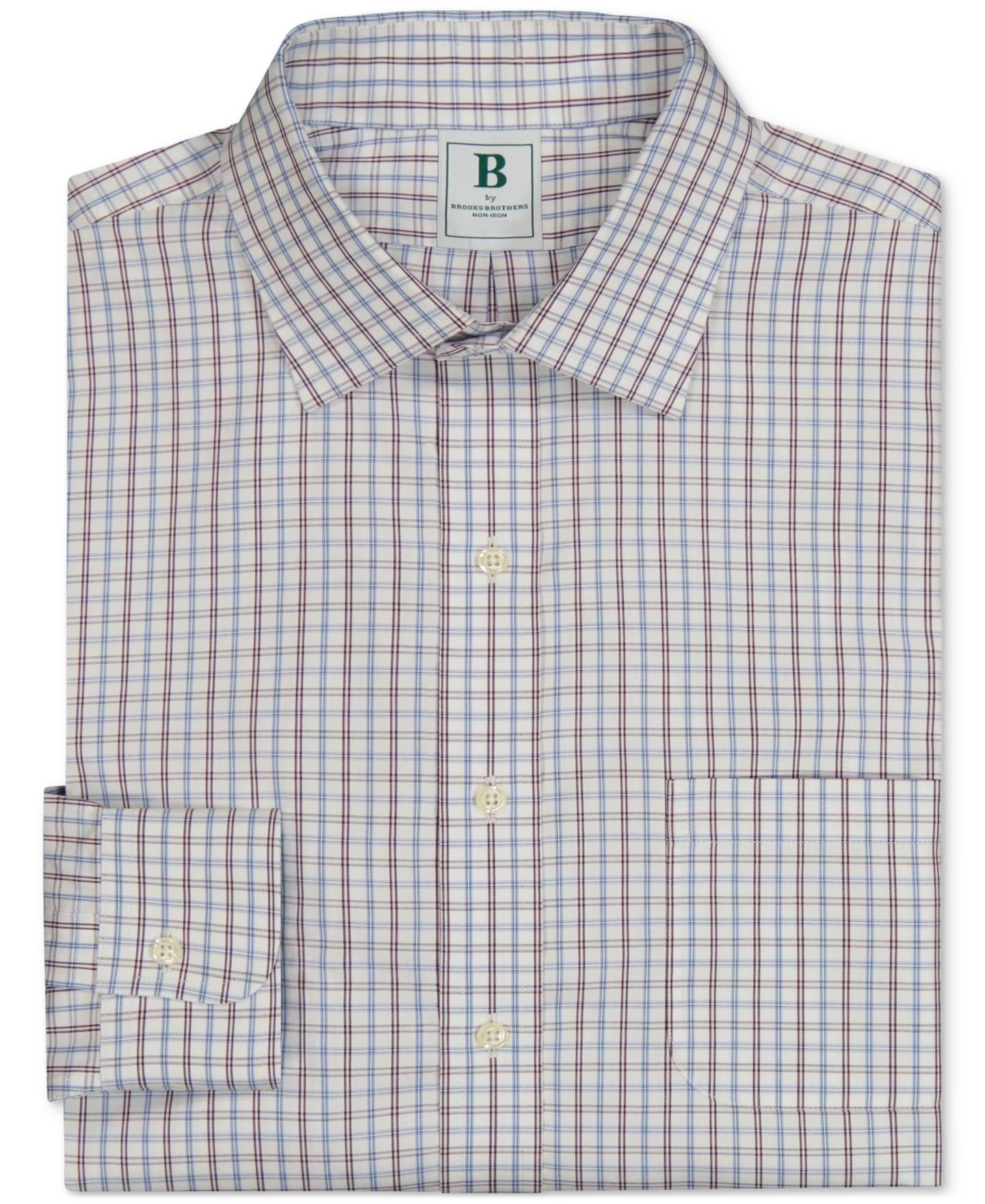 Мужская рубашка Brooks Brothers Regular-Fit Spread Collar Windowpane Dress Shirt, цвет: Синий разноцветный — фото 4