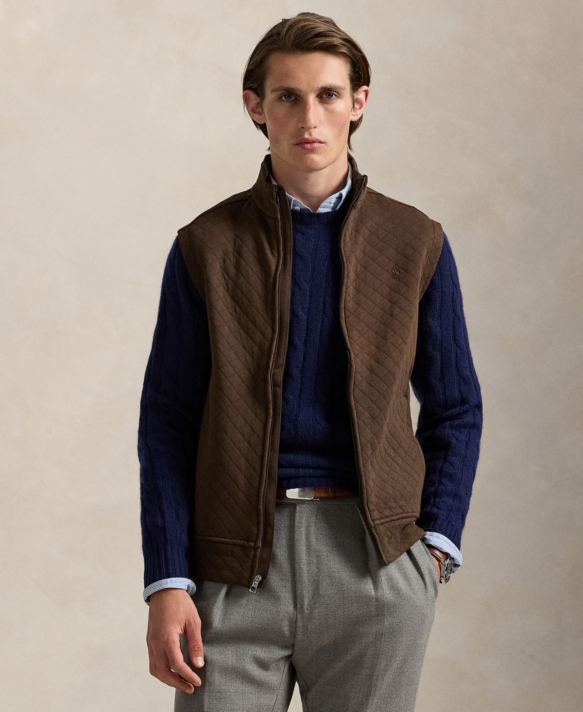 Мужской стеганый жилет из трикотажа двойной вязки