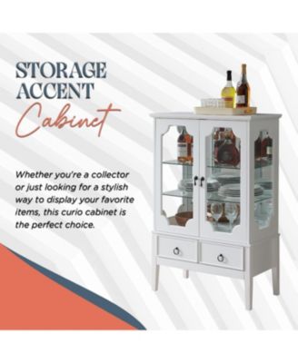 Curio Storage Cabinet with Glass Shelves, Drawers and Doors – Display Sideboard for Living Room, Dining Room, Kitchen