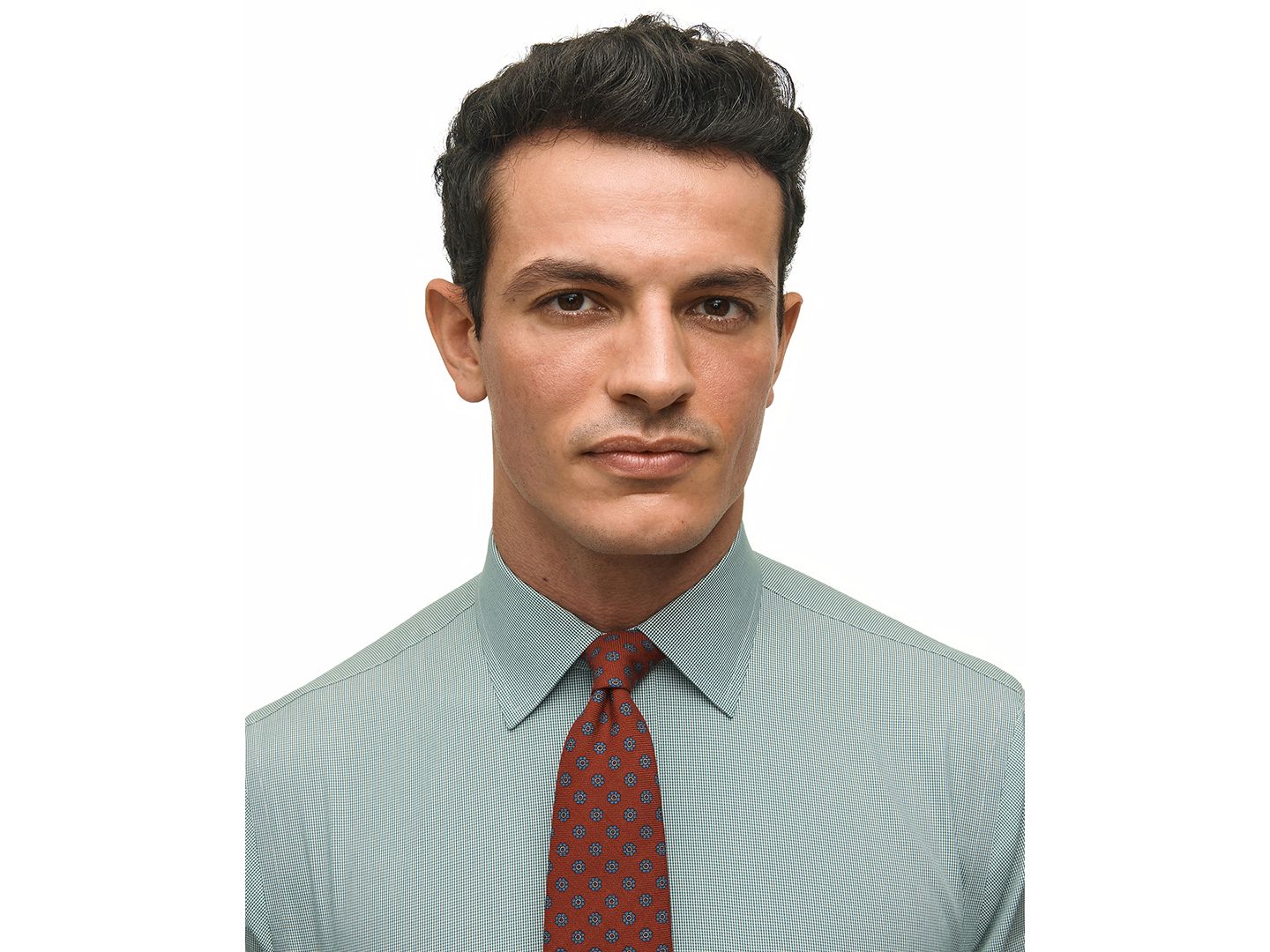Мужская рубашка Brooks Brothers Regular-Fit Spread Collar Micro-Houndstooth Dress Shirt, цвет: Тёмный зелёный — фото 3