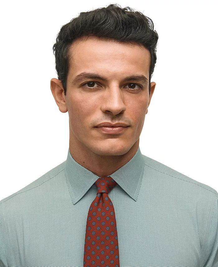 Men's Regular-Fit Spread Collar Micro-Houndstooth Dress Shirt - thumbnail 8