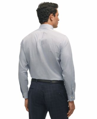 Brooks Brothers Men's Regular-Fit Spread Collar Grid Check Dress Shirt