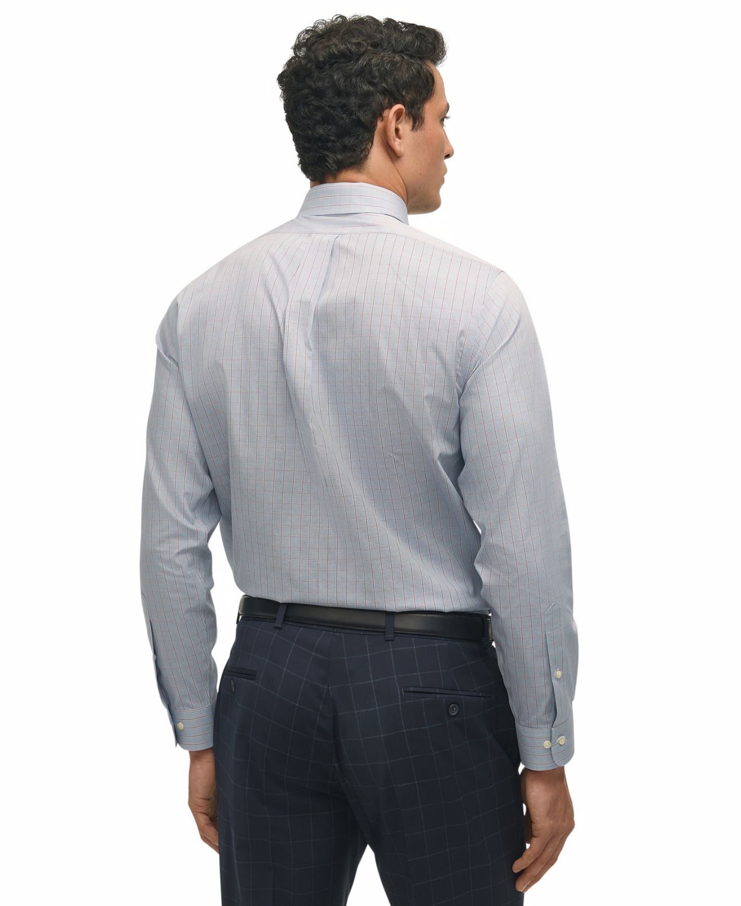 Men's Regular-Fit Spread Collar Grid Check Dress Shirt