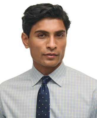 Brooks Brothers Men's Regular-Fit Navy Check Dress Shirt