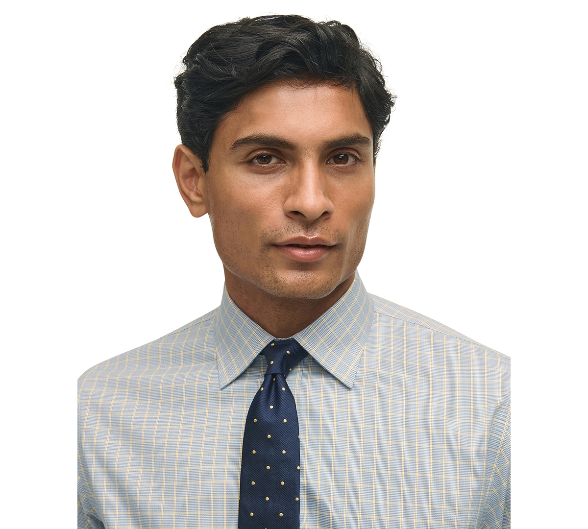 Brooks Brothers Men's Regular-Fit Navy Check Dress Shirt