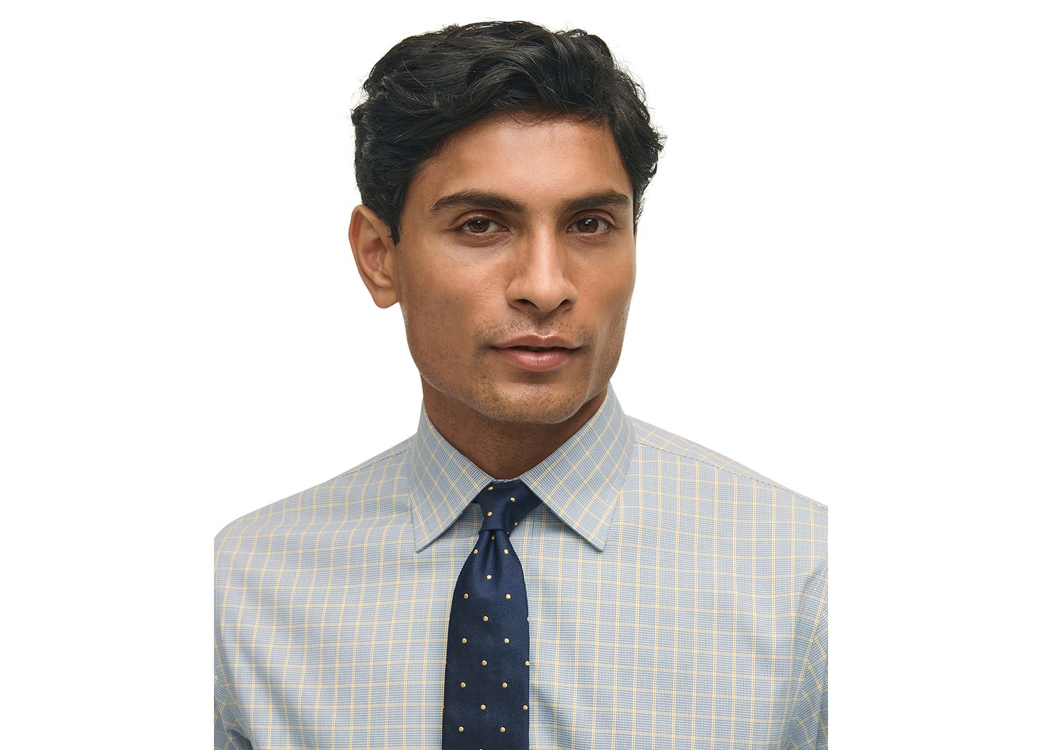 Men's Regular-Fit Navy Check Dress Shirt