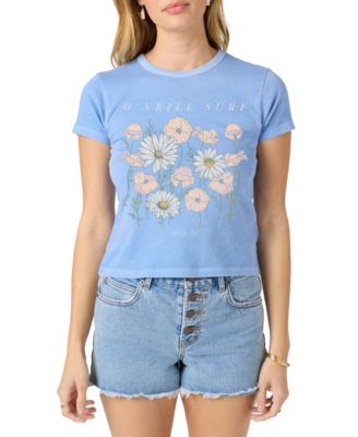 Juniors' Daisy & Poppy Graphic Cotton T-Shirt 